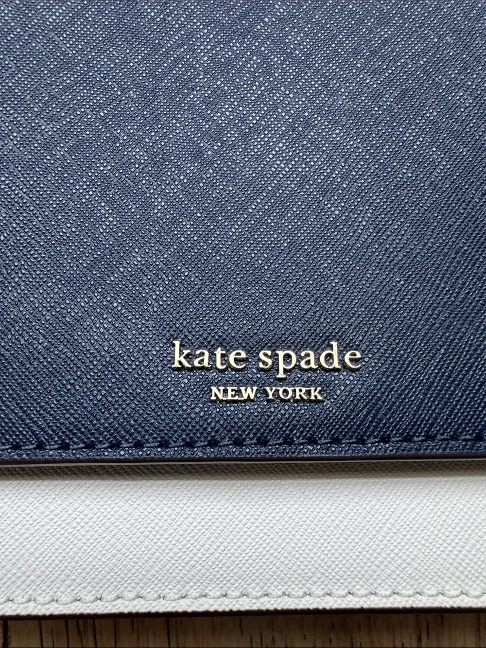 Kate Spade Navy Blue White Green Crossbody Purse Bag Silver Hardware Chain